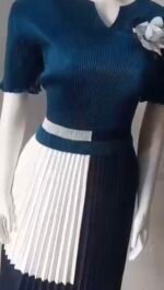 Miyaki Dress in Blue and White Color