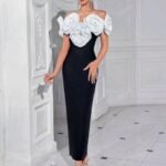 Beautiful Bandage Dress (Black with White Rose)